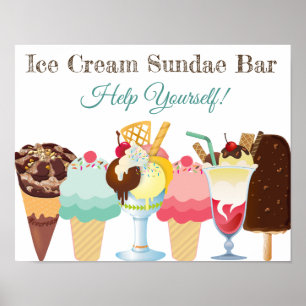 Poster Ajude-se a Sorvete Sundae Bar