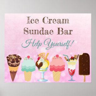 Poster Ajude-se a Sorvete Sundae Bar