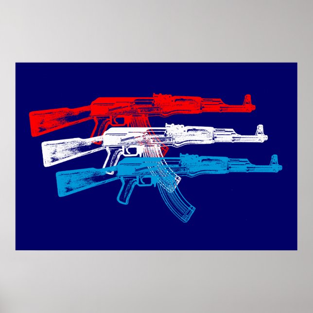 Poster AK 47, Red, White and Blue (Frente)