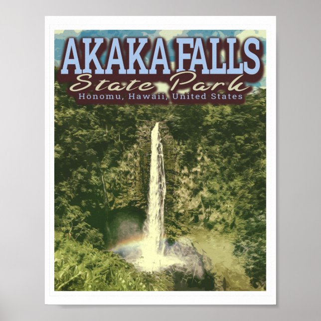 POSTER AKAKA FALLS STATE PARK - HONOMU HAWAII EUA (Frente)