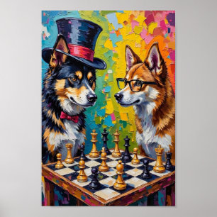 Poster Akita Americano Xadrez Arte Pop, Arte de Parede de