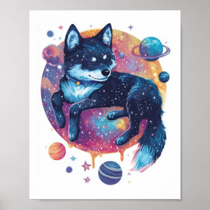Poster Akita Astral - Cão Espacial Cósmico