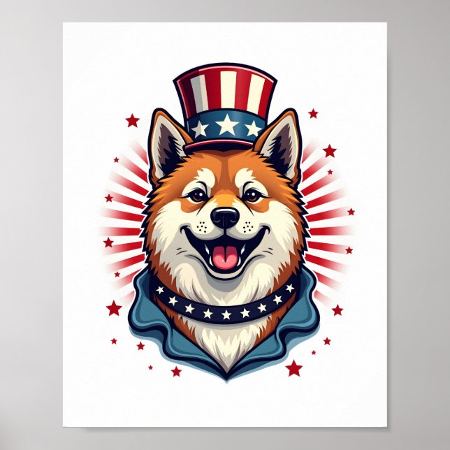 Poster Akita cão com independência (Frente)