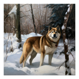 Pôster Akita Deixe Nevar Natal
