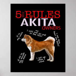 Poster Akita Dog | 5 Regras Akita Dog Owner