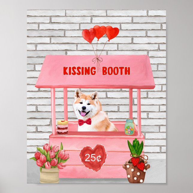 Poster Akita Dog Dia de os namorados Kissing Booth (Frente)
