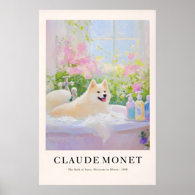 Poster Akita Inu Bathroom Art Print Monet Style Dog Lover (Frente)