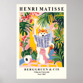 Poster Akita Inu On Toilet Art Print Funny Bathroom in