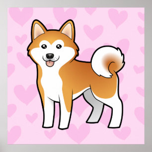 Pôster Akita Inu / Shiba Inu Love