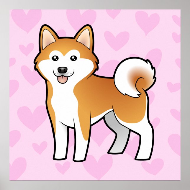 Pôster Akita Inu / Shiba Inu Love (Frente)
