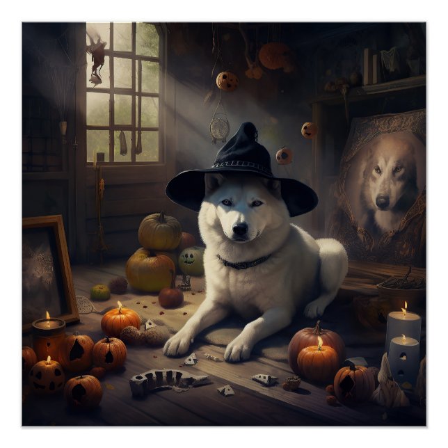 Pôster Akita Pumpkins Halloween Scary (Frente)