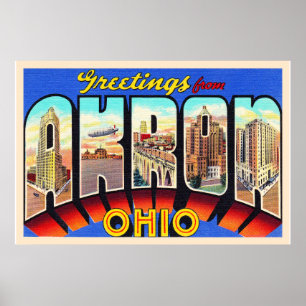 Poster Akron Ohio OH Vintage - Letra grande