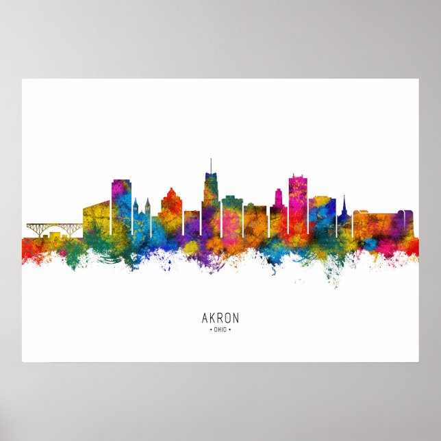 Poster Akron Ohio Skyline (Frente)