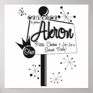 Poster Akron - pizza, galinha e JoJo