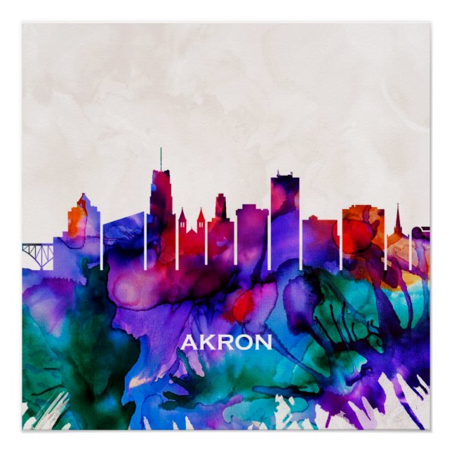 Pôster Akron Skyline (Frente)