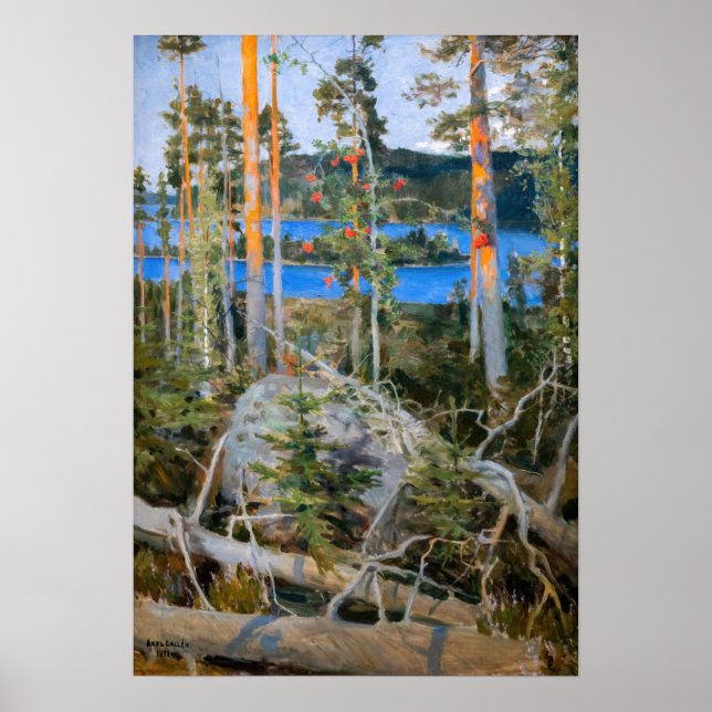 Poster Akseli Gallen-Kallela - Lago na Natureza Selvagem (Frente)