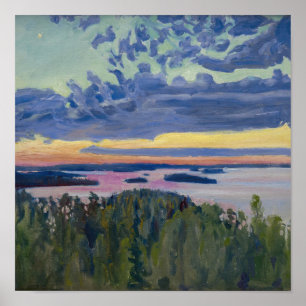 Poster Akseli Gallen-Kallela - Vista sobre um lago em Sun