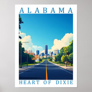 Poster Alabama Heart of Dixie USA Viagem Place