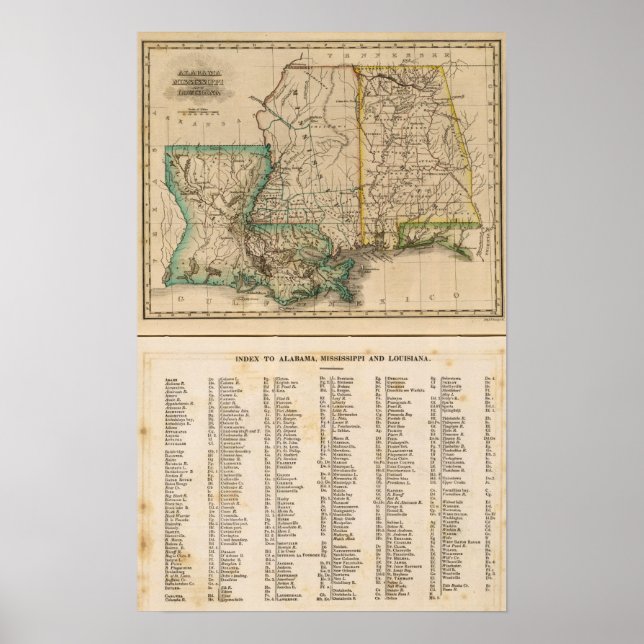 Pôster Alabama, Mississippi, Louisiana (Frente)