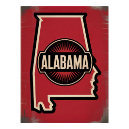 Pôster Alabama Retro Vintage Red Style