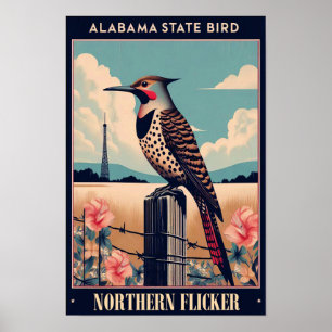 Poster Alabama State Bird - Norte Flicker Vintage