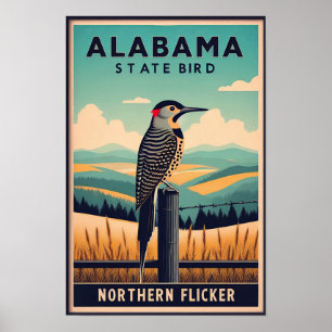 Poster Alabama State Bird - Norte Flicker Vintage