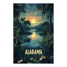 Alabama USA Art Vintage Illustration Viagem