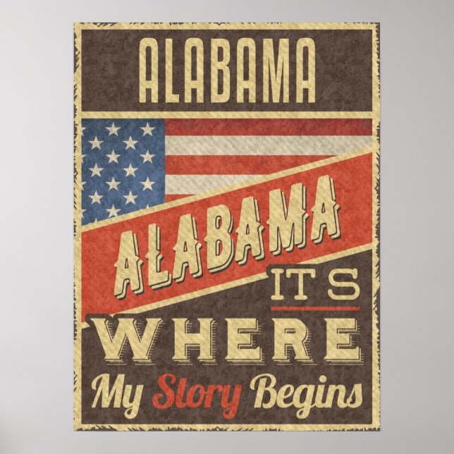 Poster Alabama USA Flag (Frente)