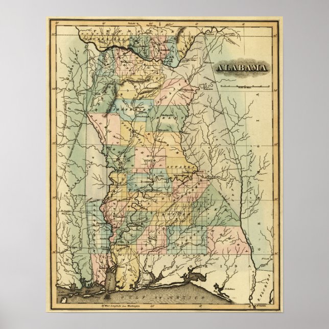 Poster AlabamaPanorâmica MapAlabama (Frente)