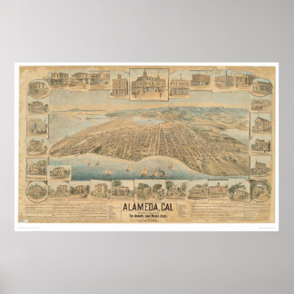 Poster Alameda, CA. Mapa Panorâmico (0540A)
