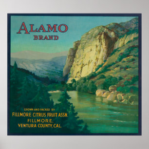 Pôster Alamo LabelFillmore alaranjado, CA