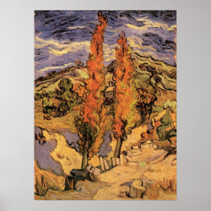 Pôster Álamos na Estrada Através das Colinas por Vincent