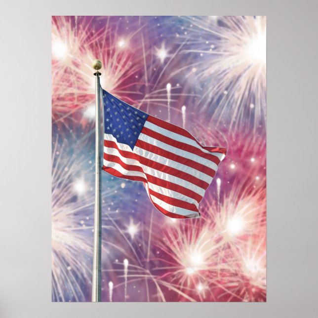 Poster Alan Giana "Flag and Fireworks" (Frente)