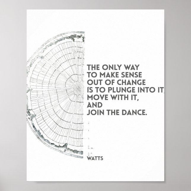 Poster Alan Watts - Junte-se à citação de dança (Frente)