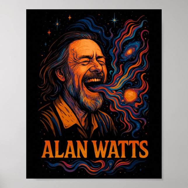 Poster Alan Watts ri da Galaxy Universe Psychedelic Art P (Frente)