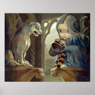 Poster Alannah and the Gargoyle ART PRINT gothic fairy