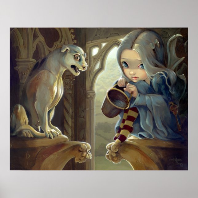 Poster Alannah and the Gargoyle ART PRINT gothic fairy (Frente)