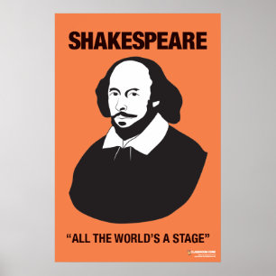 Poster alaranjado da sala de aula de Shakespeare
