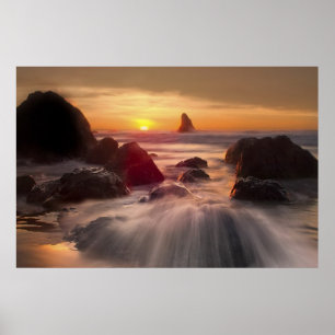 Poster alaranjado do oceano