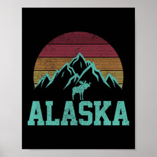 Poster Alasca Antigo Alce Outdoor Nature Caminhada Lembra