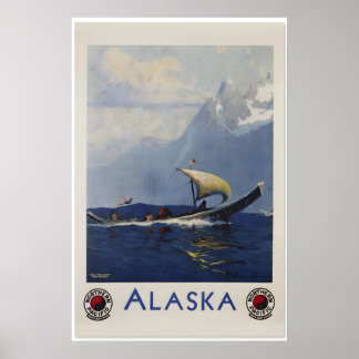 Poster Alasca Década de 1920 Ferrovia do Pacífico Norte A