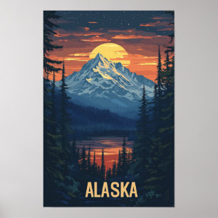 Poster Alasca EUA Arte Viagem Vintage