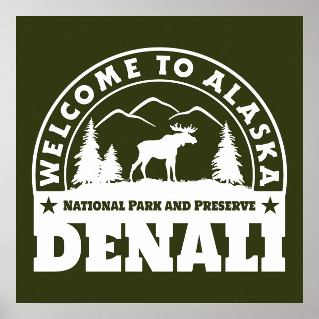 Pôster Alasca. Parque Nacional Denali e Reserva (Frente)