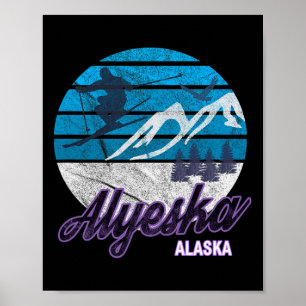 Poster Alaska América Ski Resort Snowboard Skiing