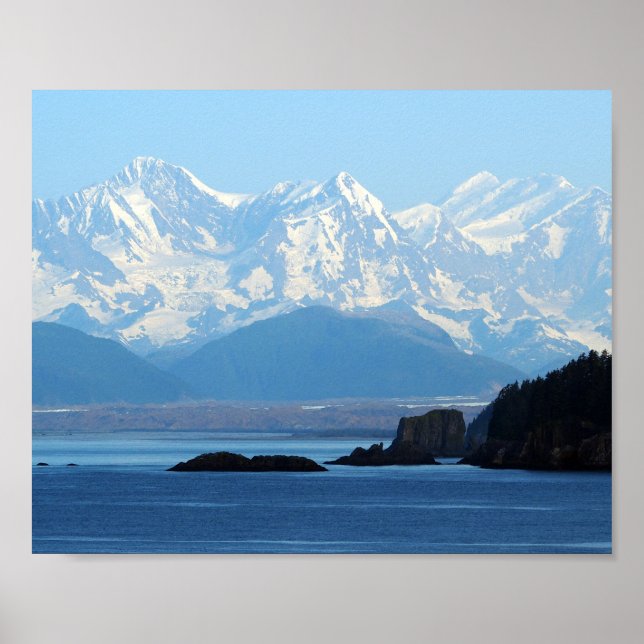 Poster Alaska Coast Mountain Ocean Photo (Frente)