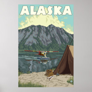 Pôster Alaska - plano e pesca de Bush