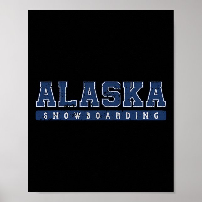 Poster Alaska Snowboard Blue Vintage Text (Frente)