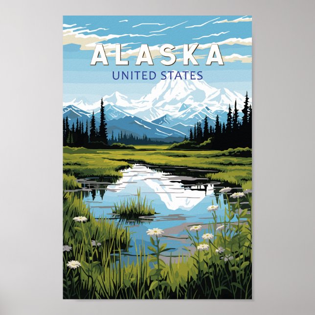 Poster Alaska Viagem Art Vintage (Frente)