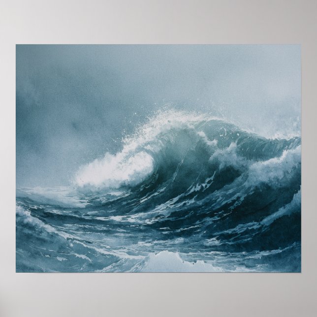 Poster Alaskan Stormy Seas Watercolor (Frente)