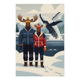 Pôster Alaskan whale watching photobomb poster
